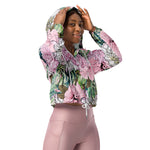Women’s cropped windbreaker Cute Girly Blush Pink and White Floral Summer Rose Women's Cropped Windbreaker