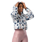 Women’s cropped windbreaker Dusty Blue and Blush Pink Flowers Summer Rose Women's Cropped Windbreaker