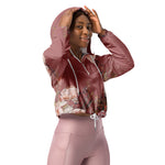 Women’s cropped windbreaker Dusty Rose Blush Pink Watercolor Floral Elegant Summer Rose Women's Cropped Windbreaker