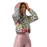 Women’s cropped windbreaker Elegant leopard print and floral Summer Rose Women's Cropped Windbreaker