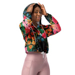 Women’s cropped windbreaker Elegant Pink watercolor Floral Bouquet Summer Rose Women's Cropped Windbreaker
