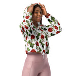 Women’s cropped windbreaker Elegant Red Roses Floral Flowers Summer Rose Women's Cropped Windbreaker
