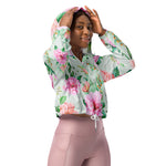 Women’s cropped windbreaker Floral Pattern Flower Summer Rose Women's Cropped Windbreaker