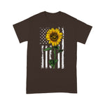 Scotstee Shop - American Flag Art Sunflower Flip Flop Hippie Apparel Women Sunflower 4th Of July Shirt