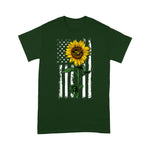 Scotstee Shop - American Flag Art Sunflower Flip Flop Hippie Apparel Women Sunflower 4th Of July Shirt