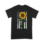 Scotstee Shop - American Flag Art Sunflower Flip Flop Hippie Apparel Women Sunflower 4th Of July Shirt