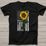 Scotstee Shop - American Flag Art Sunflower Flip Flop Hippie Apparel Women Sunflower 4th Of July Shirt