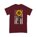 Scotstee Shop - American Flag Art Sunflower Flip Flop Hippie Apparel Women Sunflower 4th Of July Shirt