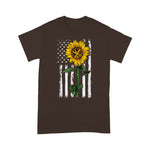 Scotstee Shop - American Flag Art Sunflower Hairstylist Hippie Apparel Women Sunflower 4th Of July Shirt