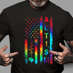 Scotstee Shop - American Flag Autism Awareness Teacher Mom Support Tie Dye 4th Of July Shirt autism awareness shirts
