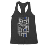 American Flag Blue Thin Line Apparel School Resource Officer Women's Tank Top - Scotstee Shop
