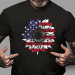 Scotstee Shop - American Flag Sunflower USA Flag Sunflower 4th Of July Shirt