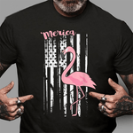 Scotstee Shop - American Flamingo USA Patriotic Flag Independence Day 4th Of July Shirt Flamingo 4th of July Funny Shirt