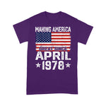 April 1978 American Flag Over 43rd Birthday Gifts Over 43 Years Old Birthday Shirt Vintage 1978 Shirt - Scotstee Shop