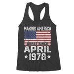 April 1978 American Flag Over 43rd Birthday Gifts Over 43 Years Old Women's Tank Top - Scotstee Shop