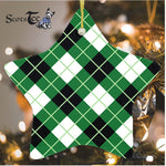 Argyle Diagonal Diamond Tartan Ornament Star Ornament, Christmas Star Decorations, ceramic ornament, Plaid Star Ceramic Ornament, Christmas Ornament Decorations Gift