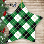 Argyle Diagonal Diamond Tartan Ornament Star Ornament, Christmas Star Decorations, ceramic ornament, Plaid Star Ceramic Ornament, Christmas Ornament Decorations Gift