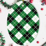 Argyle Diagonal Diamond Tartan Oval Ornaments, Christmas Tree Ornament, Plaid Christmas Ornaments, Ceramic Oval Christmas Tree Decoration, Tartan Oval Ornaments, Christmas Tree Ornament, Plaid Christmas Ornaments, Ceramic Oval Christmas Tree Decoration