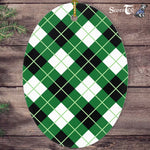 Argyle Diagonal Diamond Tartan Oval Ornaments, Christmas Tree Ornament, Plaid Christmas Ornaments, Ceramic Oval Christmas Tree Decoration, Tartan Oval Ornaments, Christmas Tree Ornament, Plaid Christmas Ornaments, Ceramic Oval Christmas Tree Decoration