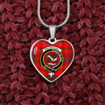 Scotstee Shop - MacDougall Modern Clan Tartan Heart Necklace Jewelry, Gold Heart Necklace, Silver Heart Necklace