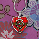 Scotstee Shop - MacDougall Modern Clan Tartan Heart Necklace Jewelry, Gold Heart Necklace, Silver Heart Necklace
