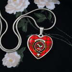 Scotstee Shop - MacDougall Modern Clan Tartan Heart Necklace Jewelry, Gold Heart Necklace, Silver Heart Necklace