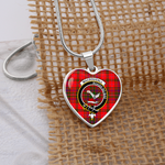 Scotstee Shop - MacDougall Modern Clan Tartan Heart Necklace Jewelry, Gold Heart Necklace, Silver Heart Necklace