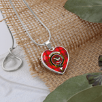 Scotstee Shop - MacDougall Modern Clan Tartan Heart Necklace Jewelry, Gold Heart Necklace, Silver Heart Necklace