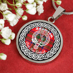 Adamson Tartan Gold Circle Necklace,Gold Necklace,Gold Necklace For Women,Necklaces Jewelry For Women,Silver Circle Necklace,Silver Necklace,Sterling Silver Necklace,Tartan Crest Circle Necklaces,tartan jewelry necklace,tartan necklaces,tartan plaid necklace