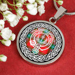 Maclaine Of Lochbuie Tartan Gold Circle Necklace,Gold Necklace,Gold Necklace For Women,Necklaces Jewelry For Women,Silver Circle Necklace,Silver Necklace,Sterling Silver Necklace,Tartan Crest Circle Necklaces,tartan jewelry necklace,tartan necklaces,tartan plaid necklace