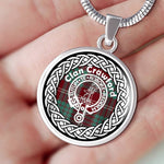 Crawford Tartan Gold Circle Necklace,Gold Necklace,Gold Necklace For Women,Necklaces Jewelry For Women,Silver Circle Necklace,Silver Necklace,Sterling Silver Necklace,Tartan Crest Circle Necklaces,tartan jewelry necklace,tartan necklaces,tartan plaid necklace