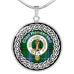 Henderson Old Tartan Gold Circle Necklace,Gold Necklace,Gold Necklace For Women,Necklaces Jewelry For Women,Silver Circle Necklace,Silver Necklace,Sterling Silver Necklace,Tartan Crest Circle Necklaces,tartan jewelry necklace,tartan necklaces,tartan plaid necklace
