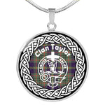 Taylor Tartan Gold Circle Necklace,Gold Necklace,Gold Necklace For Women,Necklaces Jewelry For Women,Silver Circle Necklace,Silver Necklace,Sterling Silver Necklace,Tartan Crest Circle Necklaces,tartan jewelry necklace,tartan necklaces,tartan plaid necklace