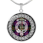 Gillis Tartan Gold Circle Necklace,Gold Necklace,Gold Necklace For Women,Necklaces Jewelry For Women,Silver Circle Necklace,Silver Necklace,Sterling Silver Necklace,Tartan Crest Circle Necklaces,tartan jewelry necklace,tartan necklaces,tartan plaid necklace