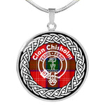 Chisholm Tartan Gold Circle Necklace,Gold Necklace,Gold Necklace For Women,Necklaces Jewelry For Women,Silver Circle Necklace,Silver Necklace,Sterling Silver Necklace,Tartan Crest Circle Necklaces,tartan jewelry necklace,tartan necklaces,tartan plaid necklace