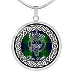 Dickson Tartan Gold Circle Necklace,Gold Necklace,Gold Necklace For Women,Necklaces Jewelry For Women,Silver Circle Necklace,Silver Necklace,Sterling Silver Necklace,Tartan Crest Circle Necklaces,tartan jewelry necklace,tartan necklaces,tartan plaid necklace