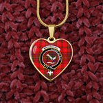 Scotstee Shop - MacDougall Modern Clan Tartan Heart Necklace Jewelry, Gold Heart Necklace, Silver Heart Necklace