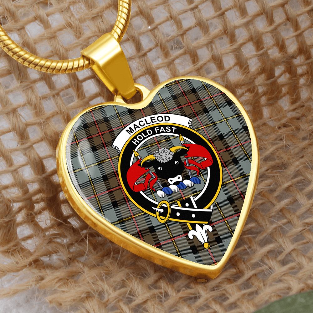 Scotstee Shop - Scotstess Shop Jewelry MacLeod Of Harris Weathered Clan Tartan Heart Necklace Jewelry