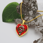 Scotstee Shop - MacDougall Modern Clan Tartan Heart Necklace Jewelry, Gold Heart Necklace, Silver Heart Necklace
