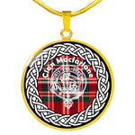Macfarlane Tartan Gold Circle Necklace,Gold Necklace,Gold Necklace For Women,Necklaces Jewelry For Women,Silver Circle Necklace,Silver Necklace,Sterling Silver Necklace,Tartan Crest Circle Necklaces,tartan jewelry necklace,tartan necklaces,tartan plaid necklace