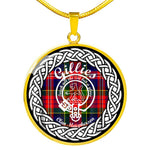 Gillies Tartan Gold Circle Necklace,Gold Necklace,Gold Necklace For Women,Necklaces Jewelry For Women,Silver Circle Necklace,Silver Necklace,Sterling Silver Necklace,Tartan Crest Circle Necklaces,tartan jewelry necklace,tartan necklaces,tartan plaid necklace