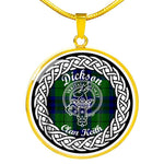 Dickson Tartan Gold Circle Necklace,Gold Necklace,Gold Necklace For Women,Necklaces Jewelry For Women,Silver Circle Necklace,Silver Necklace,Sterling Silver Necklace,Tartan Crest Circle Necklaces,tartan jewelry necklace,tartan necklaces,tartan plaid necklace