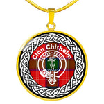 Chisholm Tartan Gold Circle Necklace,Gold Necklace,Gold Necklace For Women,Necklaces Jewelry For Women,Silver Circle Necklace,Silver Necklace,Sterling Silver Necklace,Tartan Crest Circle Necklaces,tartan jewelry necklace,tartan necklaces,tartan plaid necklace
