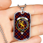 Broun Modern Scottish Clan Tartan Military Necklace, Tartan Military Dog Tag Necklace Jewelry, Personalized Dog Tag, Custom Military Dog Tags, Personalized Dog Tags For Humans