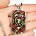 Buchanan Modern Scottish Clan Tartan Military Necklace, Tartan Military Dog Tag Necklace Jewelry, Personalized Dog Tag, Custom Military Dog Tags, Personalized Dog Tags For Humans