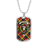 Buchanan Modern Scottish Clan Tartan Military Necklace, Tartan Military Dog Tag Necklace Jewelry, Personalized Dog Tag, Custom Military Dog Tags, Personalized Dog Tags For Humans