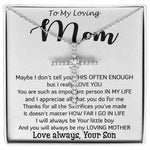To My Loving Mom - Important Person In My Life Mother's Day Gift From Son Necklace Mother's Day CZ Cross Necklace