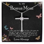 To My Bonus Mom Necklace Love Always Greatest Mother's Day Gift Necklace Mother's Day CZ Cross Necklace