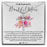 Mother-In-Law Necklace, Necklace Gift For Boyfriend's Mom, To My Boyfriend's Mom Gift, Future Mother-In-Law Mother's Day CZ Cross Necklace