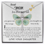 Mom Necklace Gift - Daughter Gift To Best Mom, You Gave Me The Wings To Fly Mom Necklace Mother's Day CZ Cross Necklace